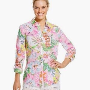 Lilly Pulitzer x Target Floral Printed Button Down Sz Medium